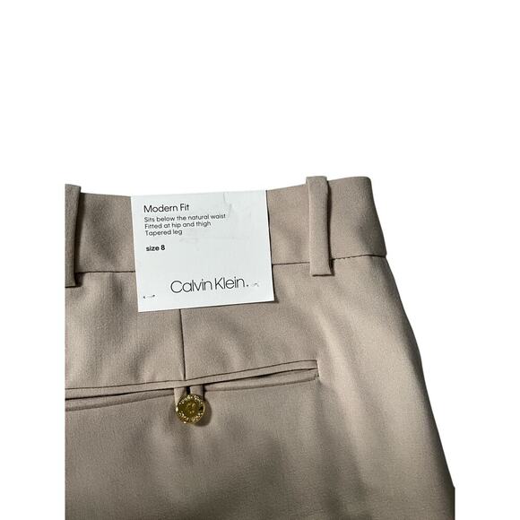 NWT Calvin Klein Modern Fit Suit Pants Size 8 Safari Khaki Trousers Gold Buttons - Picture 13 of 13